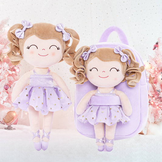 Discover the Gloveleya Personalized Curly Ballet Girl Doll & Backpack Set - Gloveleya Official