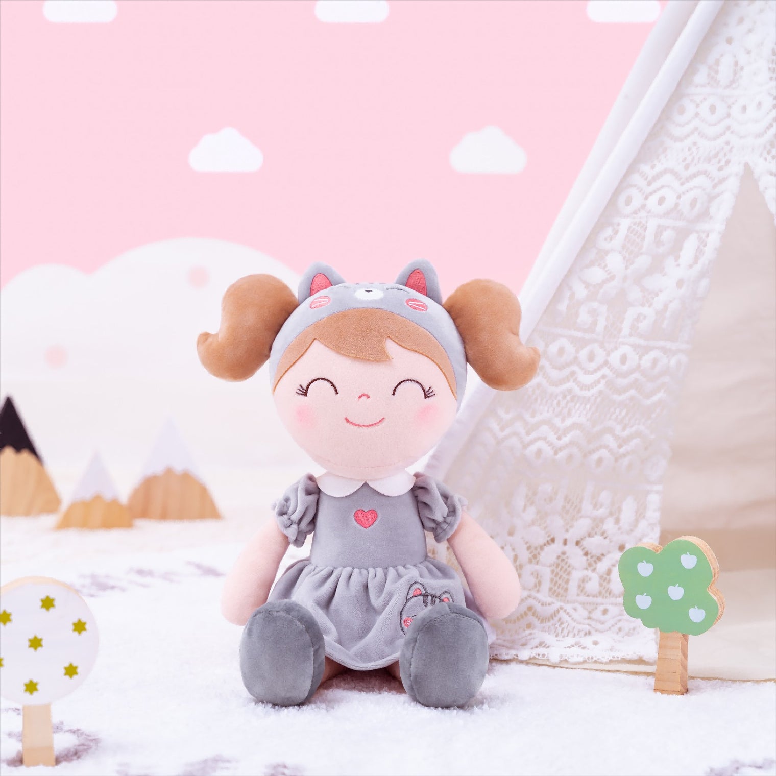 Discover the Magic of Gloveleya Personalized Forest Animal Grey Cat Doll - Gloveleya Official