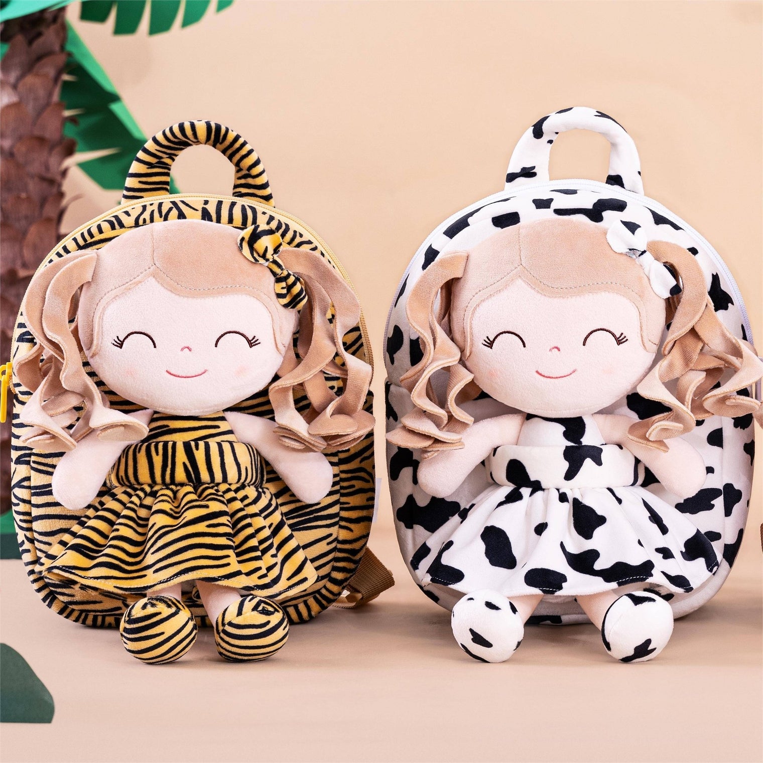 Discover the Unique Gloveleya Doll: Personalized Curly Doll Backpack with Tiger Costume - Gloveleya Official