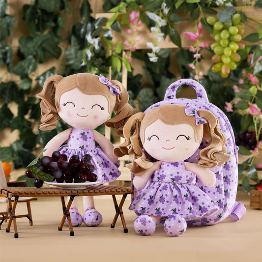 Discover the Unique Gloveleya Personalized Curly Girl Doll & Fruit Backpack Set - Gloveleya Official