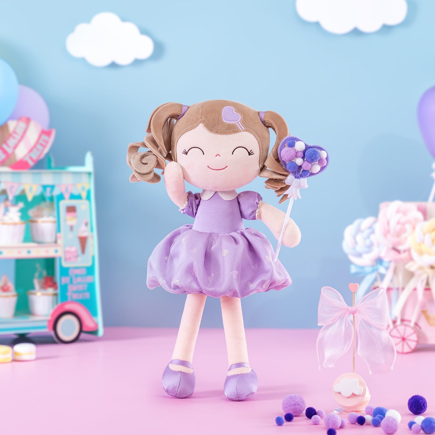 Dreamy Gloveleya Curly Heart Princess Doll-White and Purple: The Perfect Gift for Warmth and Joy - Gloveleya Official