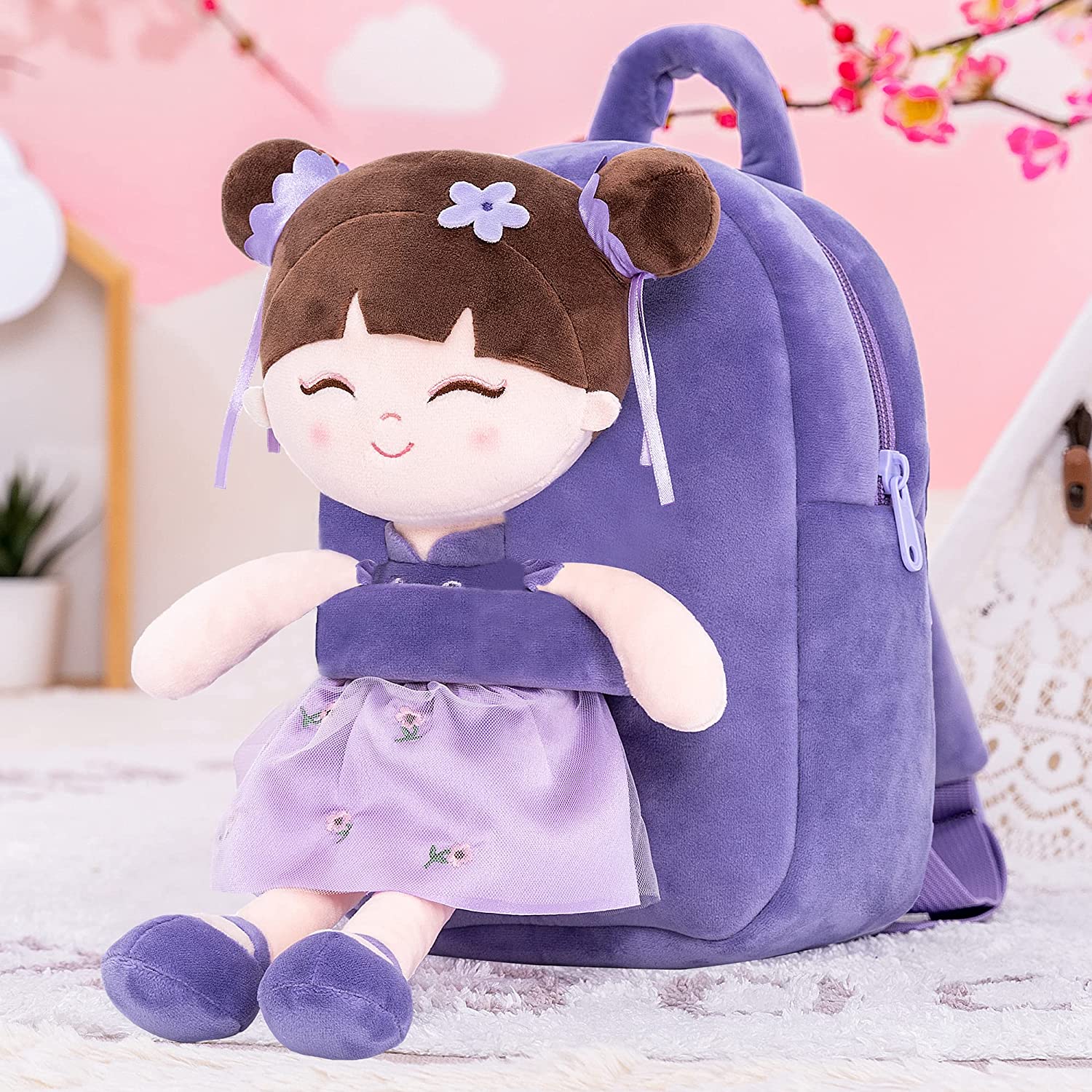 Gloveleya Chinese Traditional Doll Backpacks-Crape Myrtle: The Perfect Gift for Girls Aged 2-6 - Gloveleya Official