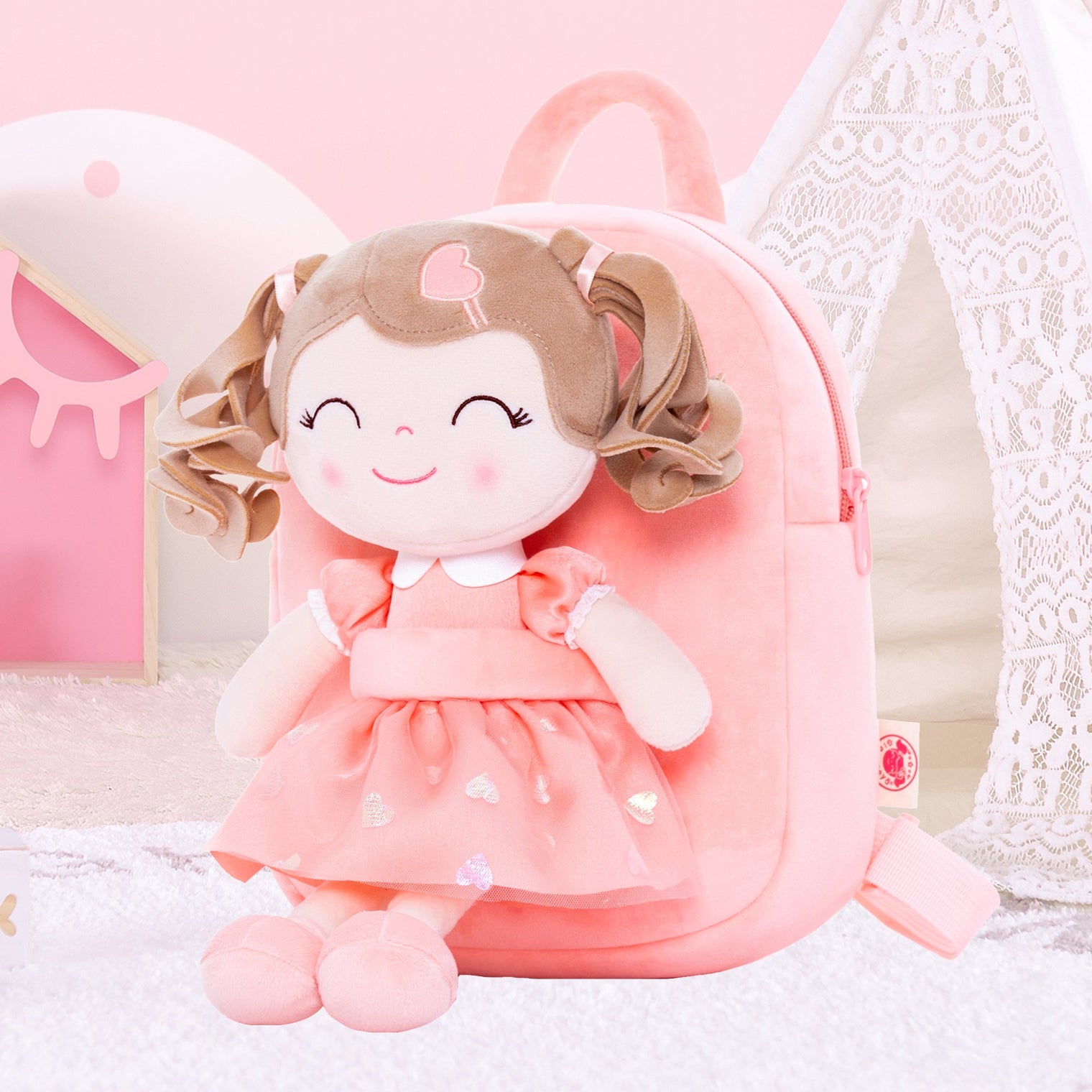 Gloveleya Love Heart Doll Backpack - Orange: A Warm Companion for Girls - Gloveleya Official