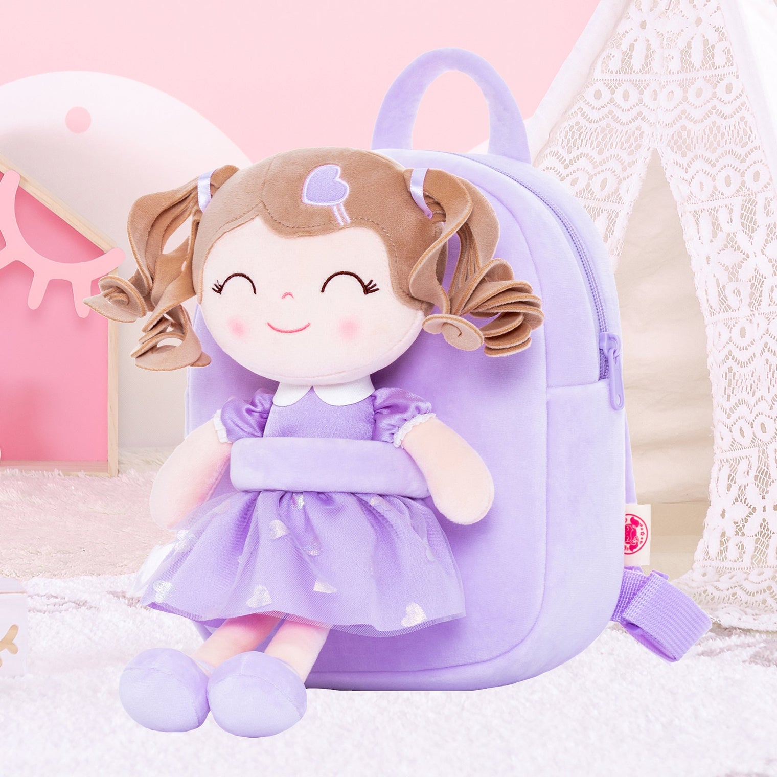 Gloveleya Love Heart Dolls Backpacks-White and Purple: A Dreamy Companion for Girls - Gloveleya Official