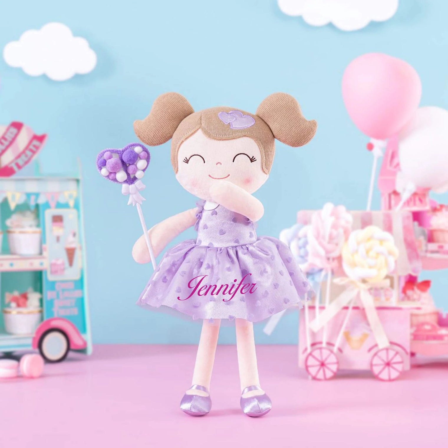 Gloveleya Purple Flocked Heart Doll: The Most Heartwarming Gift for Kids on Christmas and Birthdays - Gloveleya Official