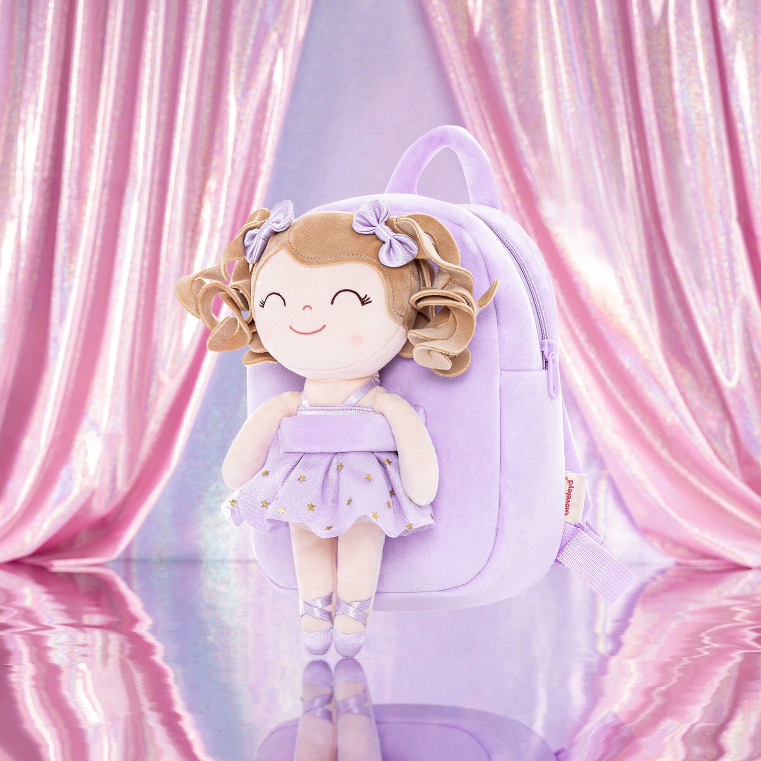 The Perfect Blend of Elegance and Playfulness: Gloveleya Curly Ballet Girl Doll Backpack - Purple - Gloveleya Official