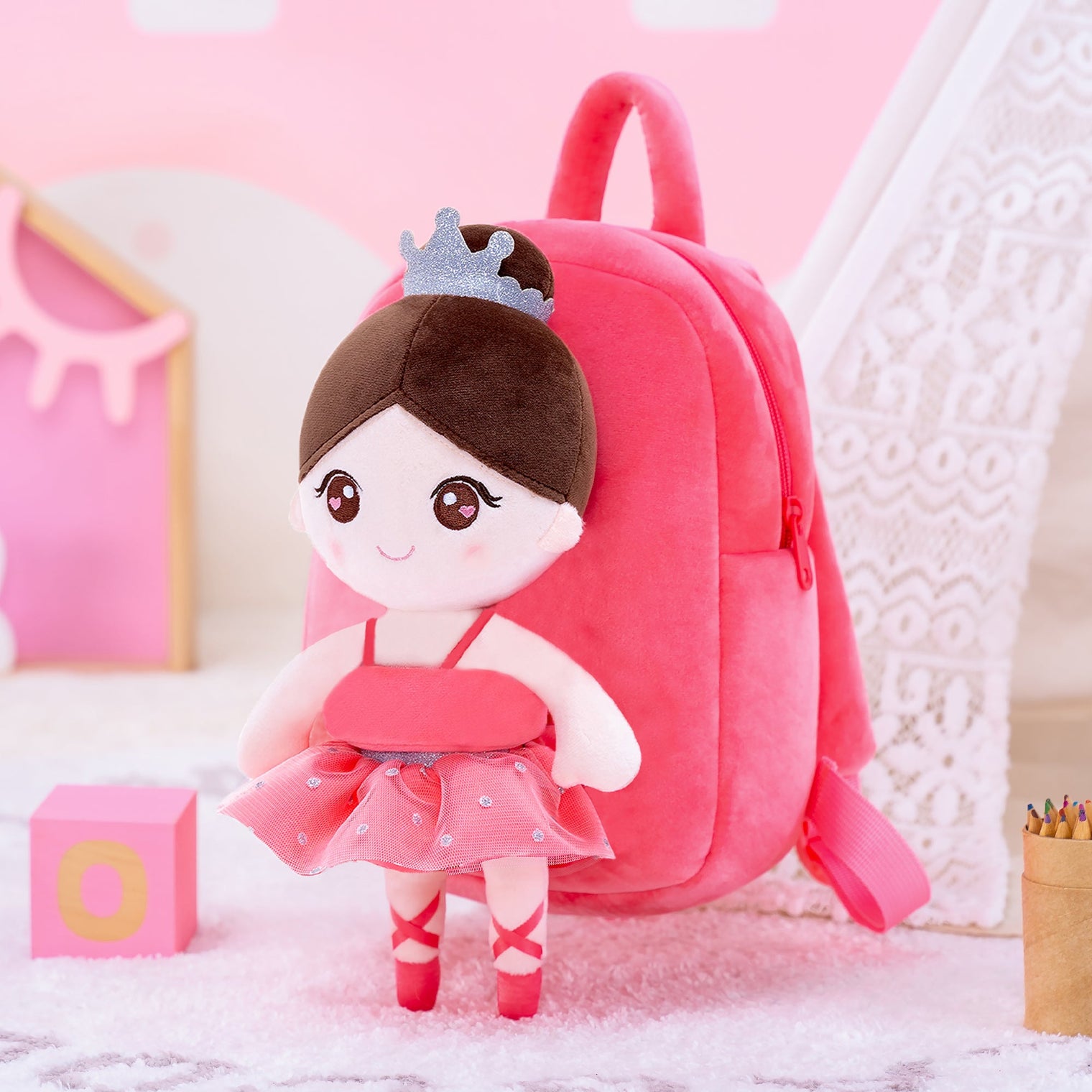 The Perfect Christmas and Birthday Gift: Gloveleya Ballet Girl Doll Backpack - Coral - Gloveleya Official