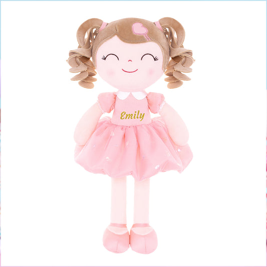 Gloveleya 16-inch Personalized Plush Dolls Curly Love Heart Princess Dolls - Pink