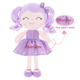 Load image into Gallery viewer, Gloveleya 12-inch Personalized Curly Hair Dolls Glitter Pinstripe Dress Purple
