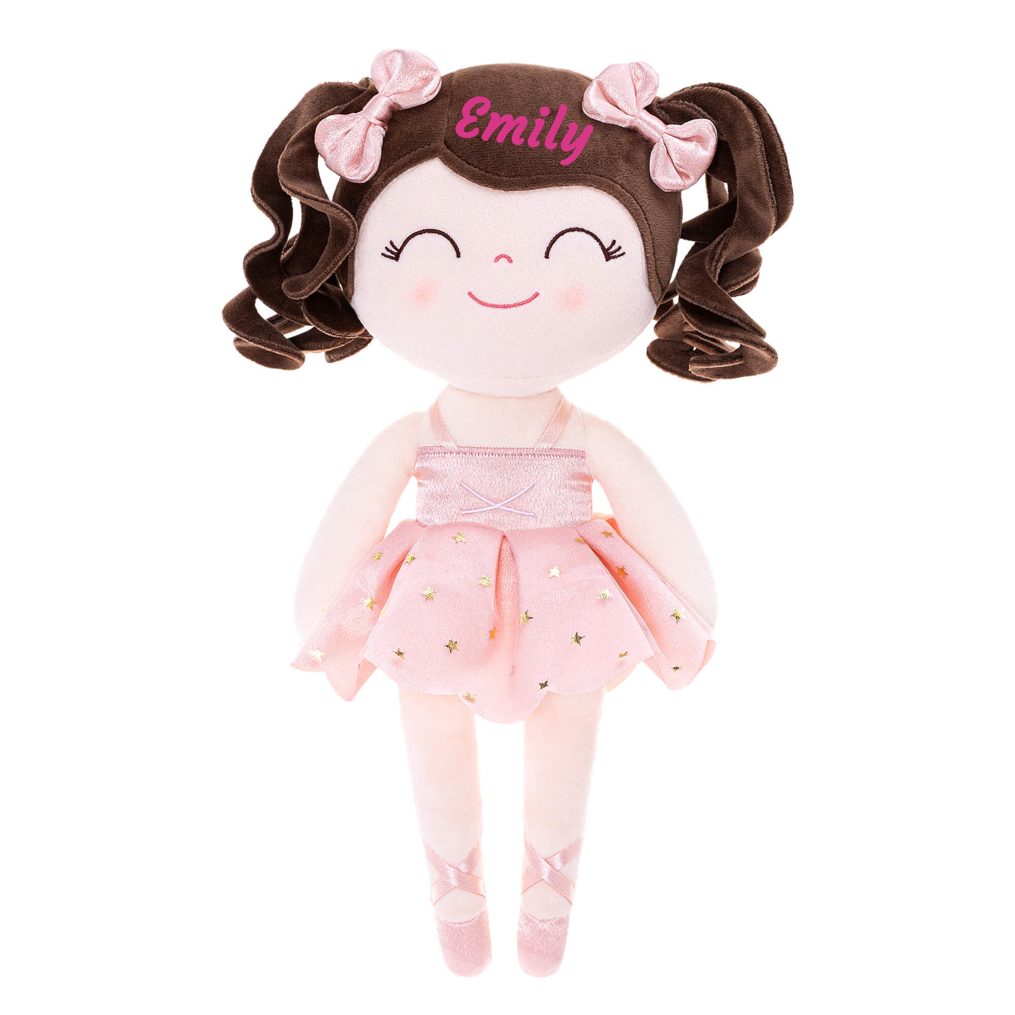 Gloveleya 14-inch Personalized Plush Dolls Curly Ballerina Series Champagne Pink Ballet Dream