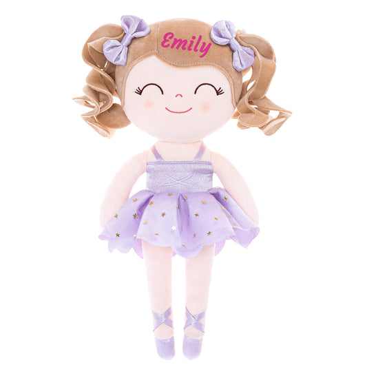 Gloveleya 14-inch Personalized Plush Dolls Curly Ballerina Series Purple Ballet Dream