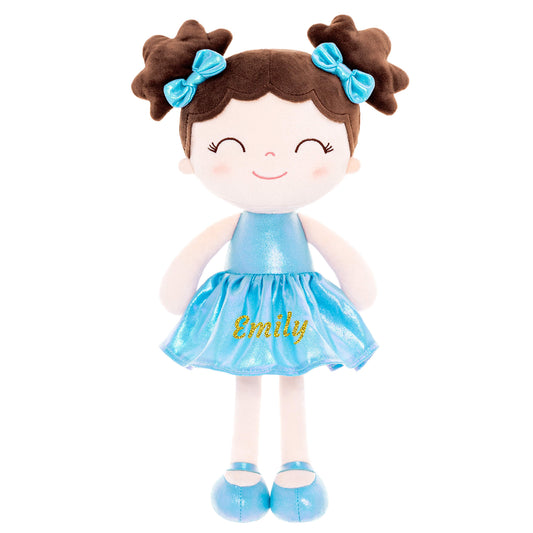 Gloveleya 12-inch Personalized Plush Dolls Curly Haired Iridescent Girls - Blue