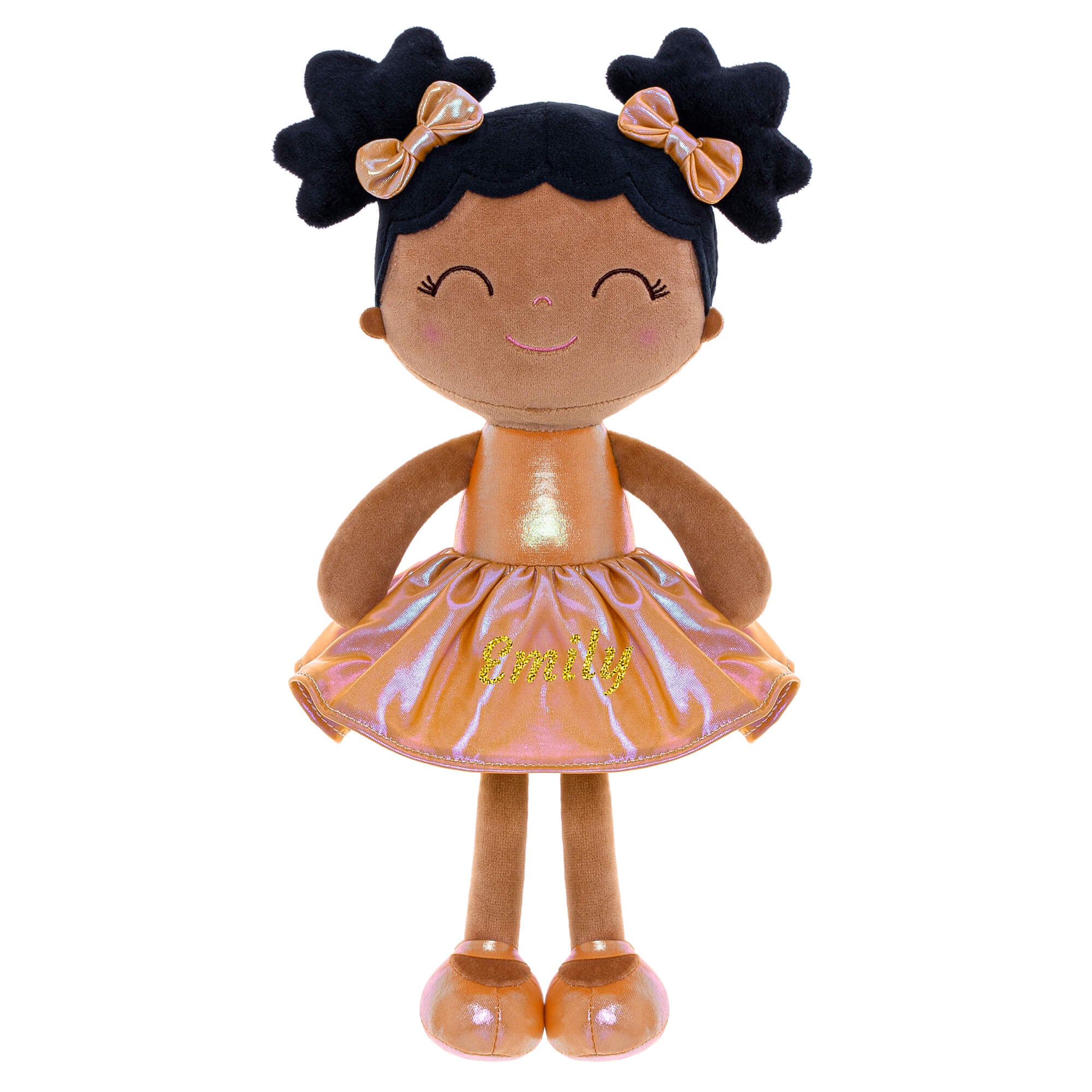 Gloveleya 12-inch Personalized Plush Dolls Curly Haired Iridescent Girls - Tanned Gold
