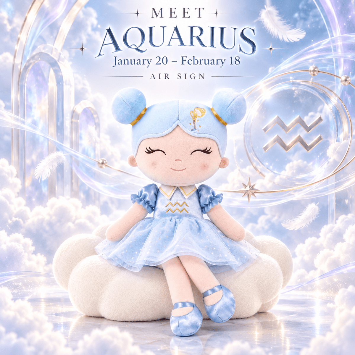 Aquarius Zodiac Doll Gift Set – 17-Inch Birthday Gift for Girls - Gloveleya Official