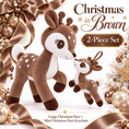 Load image into Gallery viewer, Dark Brown Christmas deer plush and matching mini keychain two-piece set
