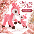 Bild in Galerie-Betrachter laden, Pink Christmas deer plush and matching mini keychain two-piece set
