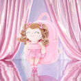 Cargar la imagen en la vista de la galería, Gloveleya 9-inch Personalized Plush Curly Ballet Girl Dolls Backpack Peach Ballet Dream
