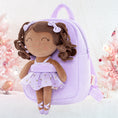 Charger l'image dans la visionneuse de la galerie, Personalized Gloveleya Curly Ballet Girl Dolls Backpack Tanned Skin Purple 9inches - Gloveleya Offical
