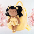 Charger l'image dans la visionneuse de la galerie, Personalized Gloveleya Curly Ballet Girl Dolls Backpack Tanned Skin Gold 9inches - Gloveleya Offical
