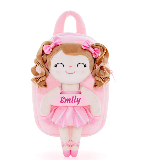 Gloveleya 9-inch Personalized Plush Curly Ballet Girl Dolls Backpack Peach Ballet Dream - Gloveleya Offical