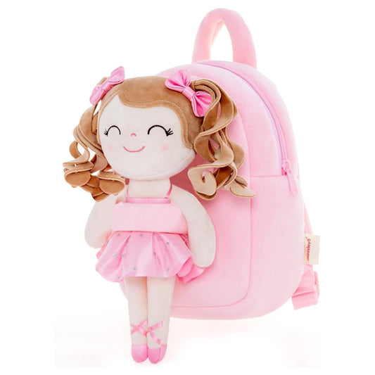 Personalized Gloveleya Curly Ballet Girl Dolls Backpack Light Skin Pink - Gloveleya Offical