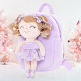 Load image into Gallery viewer, Personalized Backpacks Light Curly Girl Doll and Backpack Purple - Gloveleya Offical
