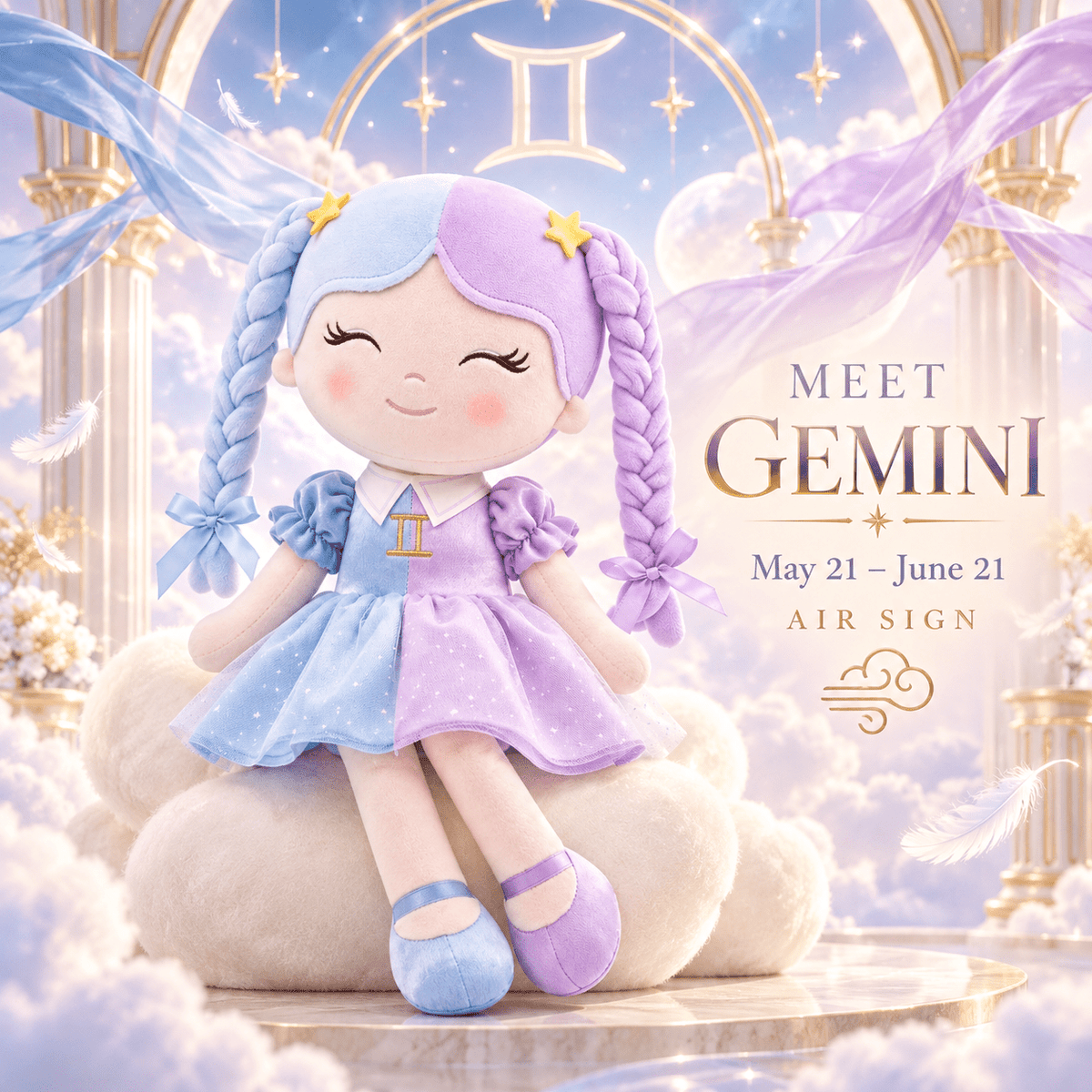 Gemini Zodiac Doll Gift Set – 17-Inch Birthday Gift for Girls - Gloveleya Official