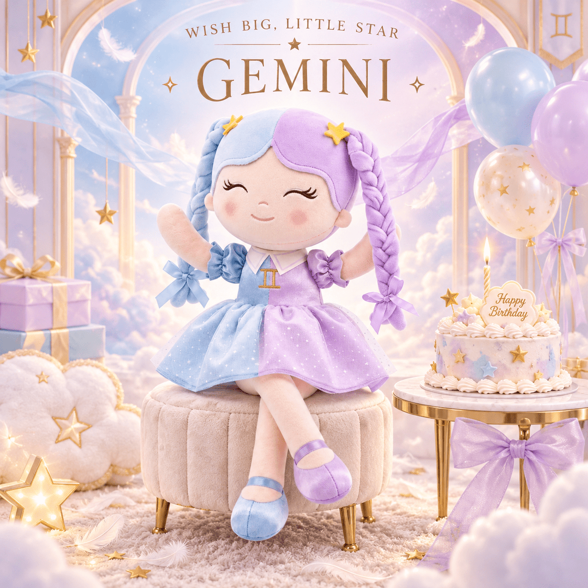 Gemini Zodiac Doll Gift Set – 17-Inch Birthday Gift for Girls - Gloveleya Official
