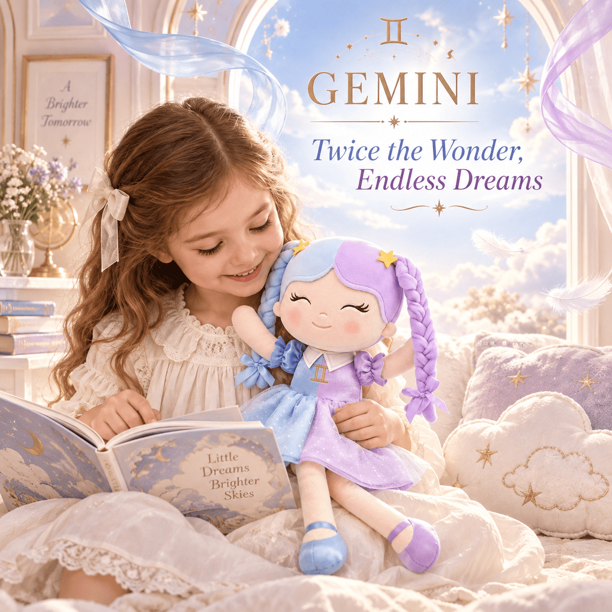 Gemini Zodiac Doll Gift Set – 17-Inch Birthday Gift for Girls - Gloveleya Official