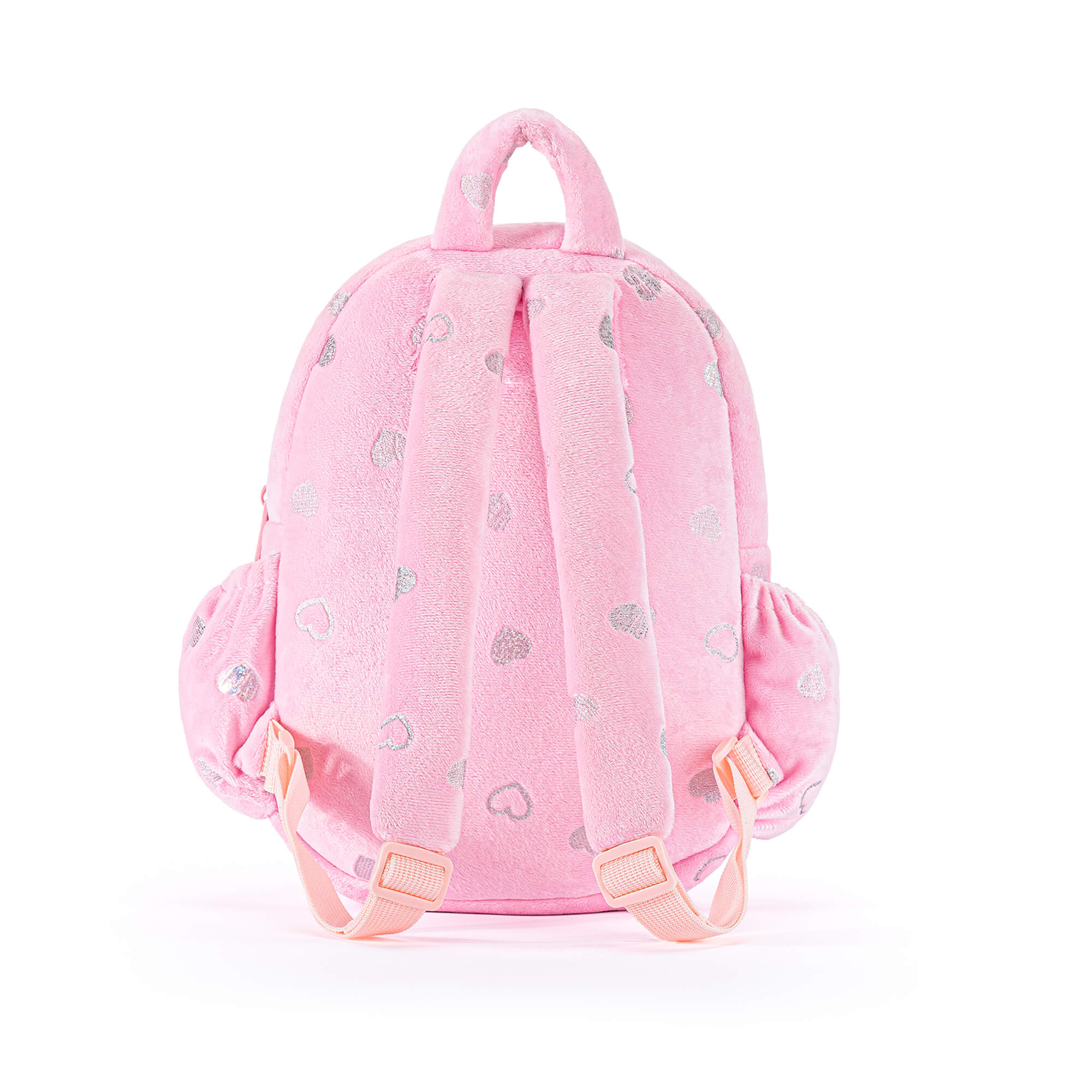 Gloveleya 11 - inch Toddler Girl Backpack Plush Kindergarten Backpacks with 12 - inch Curly Hair Ironing Silver Heart Doll Rose - Gloveleya Official