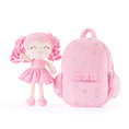 Load image into Gallery viewer, Gloveleya 11 - inch Toddler Girl Backpack Plush Kindergarten Backpacks with 12 - inch Curly Hair Ironing Silver Heart Doll Rose - Gloveleya Official
