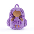 Charger l'image dans la visionneuse de la galerie, Gloveleya 11 - inch Toddler Girl Backpack Plush Kindergarten Backpacks with 12 - inch Curly Hair Ironing Silver Heart Doll Tanned Skin Purple - Gloveleya Official
