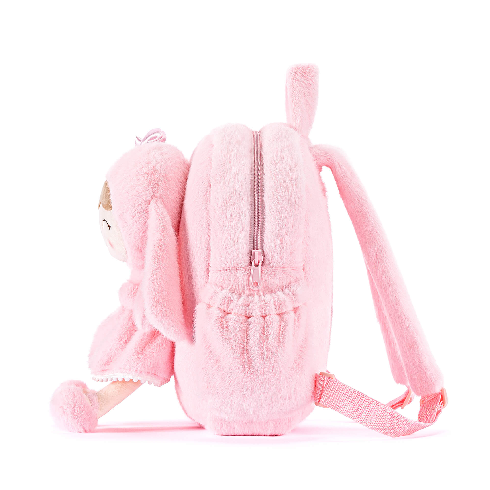 Gloveleya 11 - inch Toddler Girl Backpack Snow Ferret Kindergarten Backpacks with 12 - inch Pink Bunny Doll - Gloveleya Official