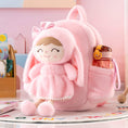 Charger l'image dans la visionneuse de la galerie, Gloveleya 11 - inch Toddler Girl Backpack Snow Ferret Kindergarten Backpacks with 12 - inch Pink Bunny Doll - Gloveleya Official
