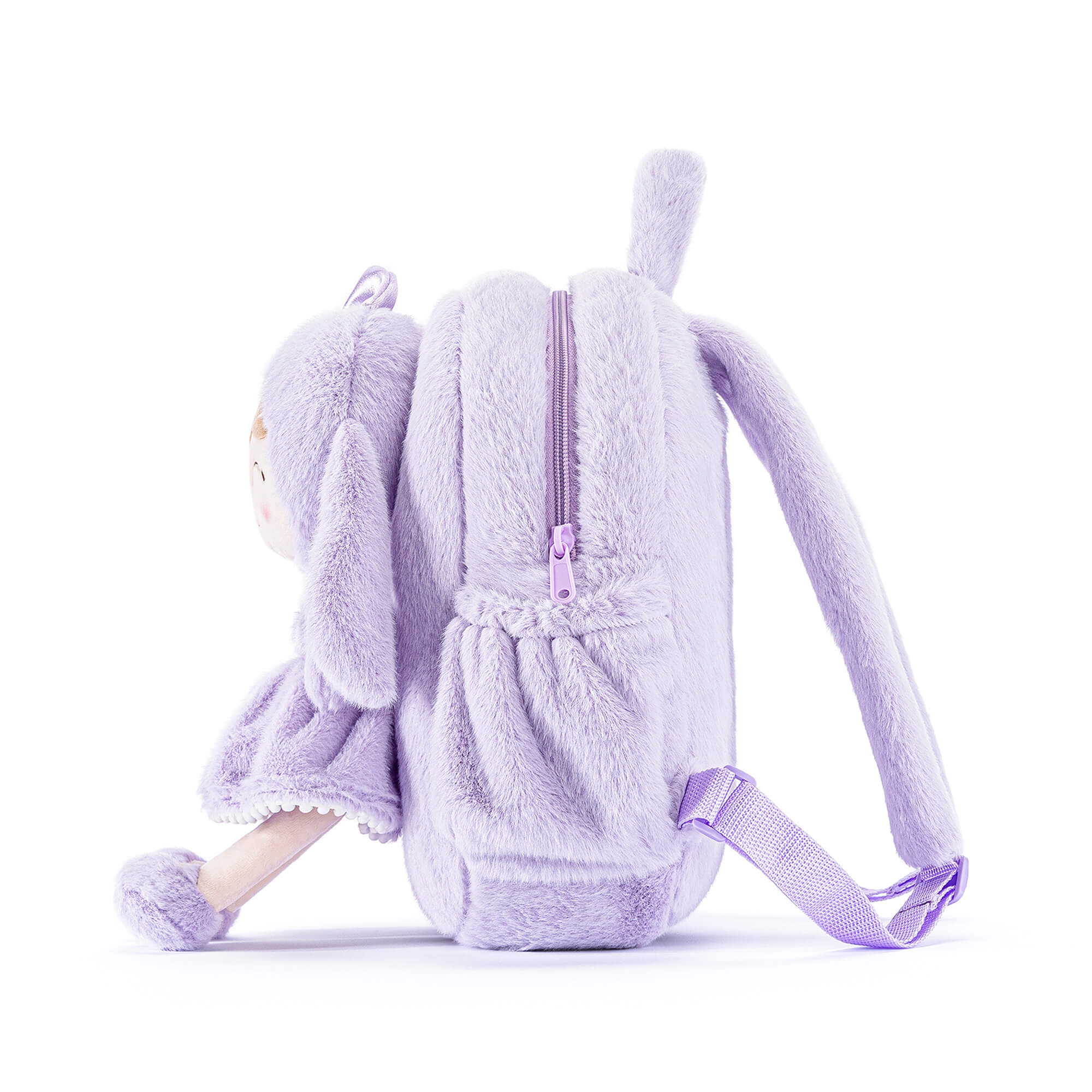 Gloveleya 11 - inch Toddler Girl Backpack Snow Ferret Kindergarten Backpacks with 12 - inch Purple Bunny Doll - Gloveleya Official