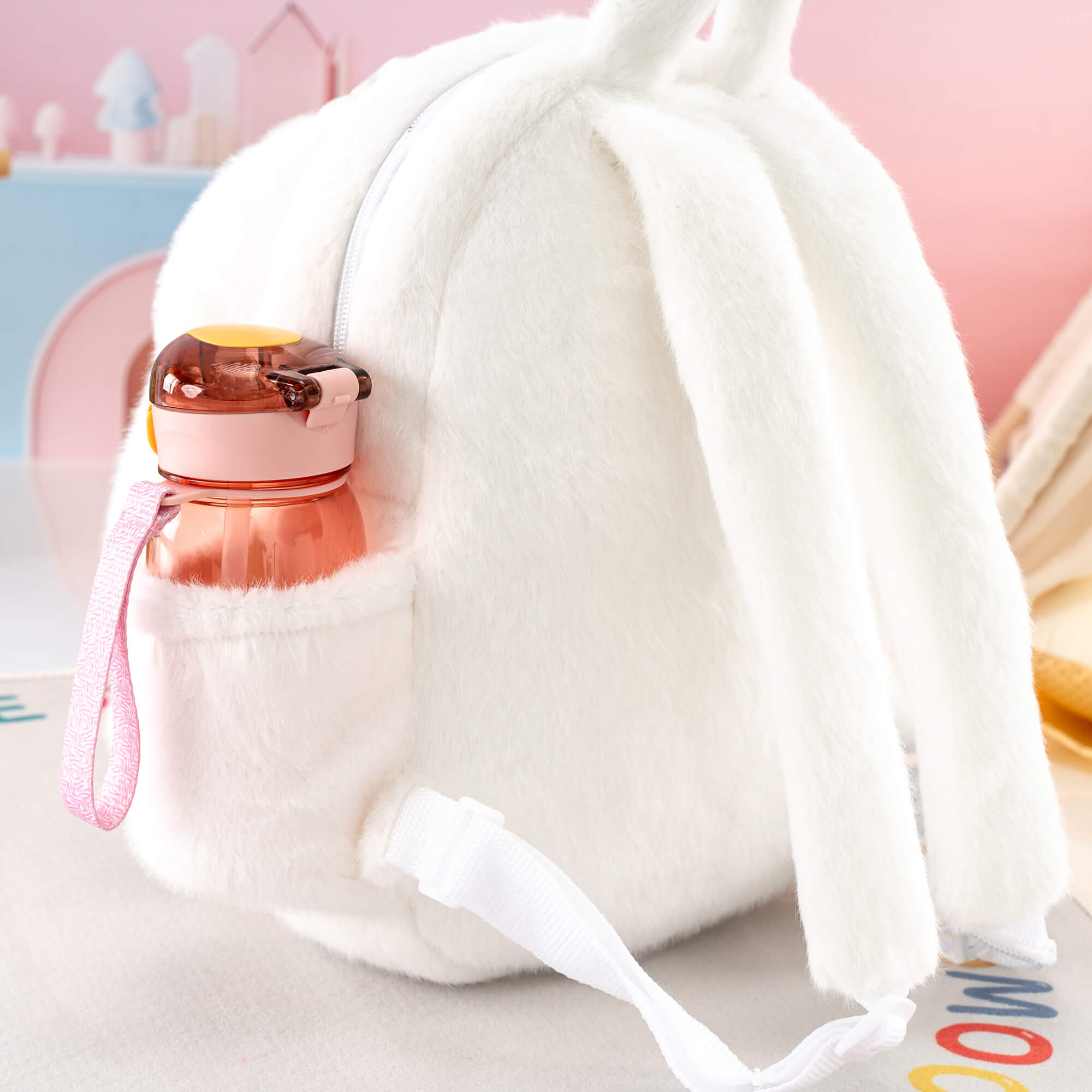 Gloveleya 11 - inch Toddler Girl Backpack Snow Ferret Kindergarten Backpacks with 12 - inch White Bunny Doll - Gloveleya Official