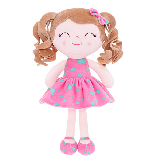 Gloveleya 12 - inch Curly Hair Aqua Love Heart Dolls Pink Skirt - Gloveleya Official