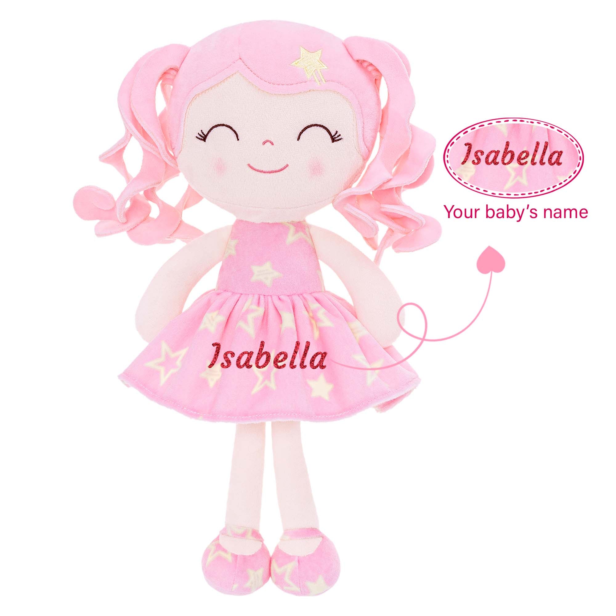 Gloveleya 12 - inch Curly Hair Baby Star Dress Doll Pink - Gloveleya Official