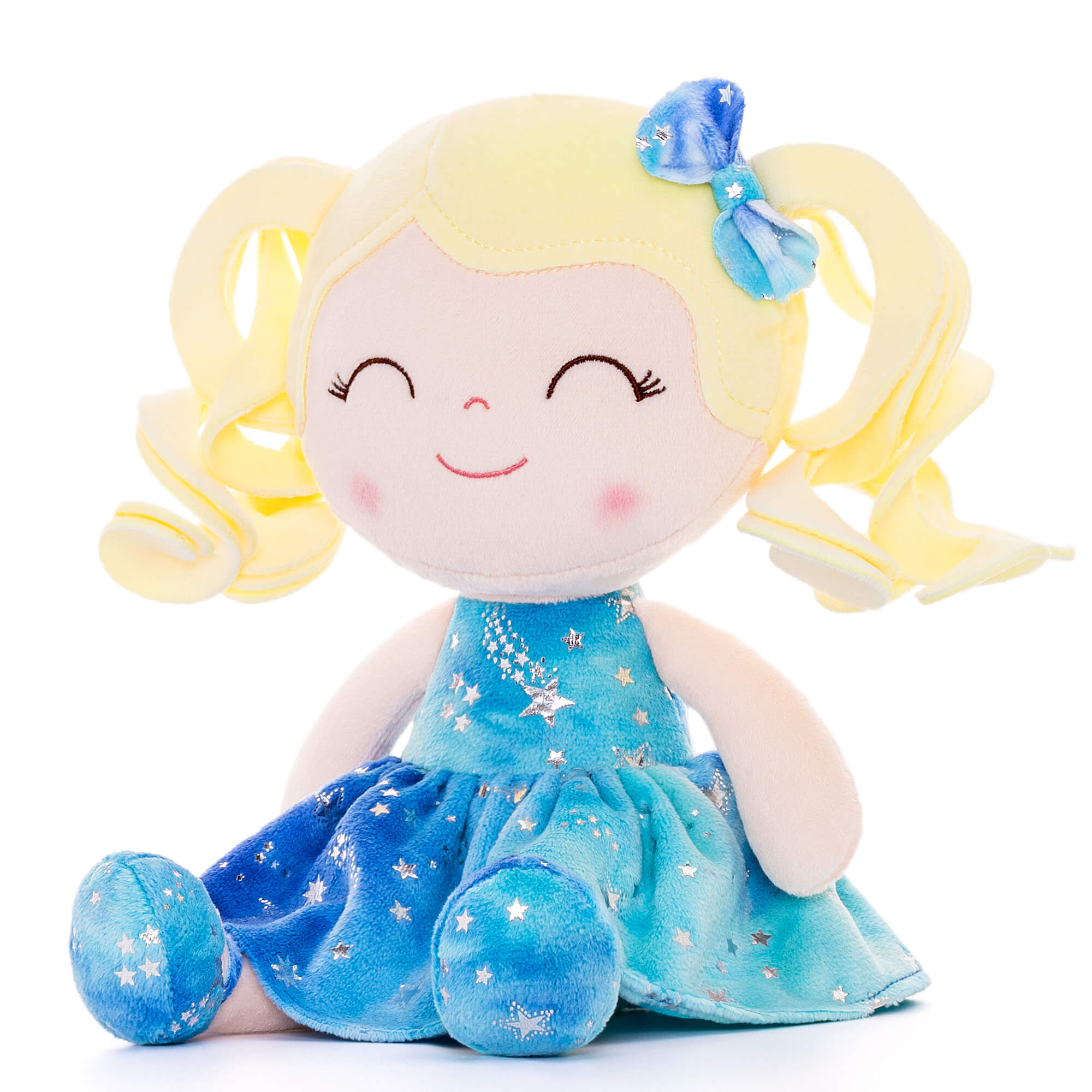 Gloveleya 12 - inch Curly Hair Bronzing Dolls Gradient Blue Stars Skirt - Light Skin - Gloveleya Official