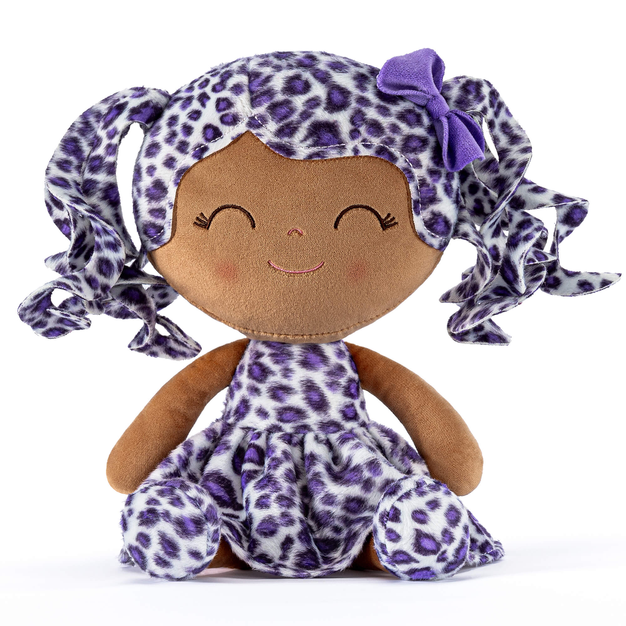 Gloveleya 12 - inch Curly Hair Fashion Dolls Leopard Costume Doll Dark Skin Purple - Gloveleya Official