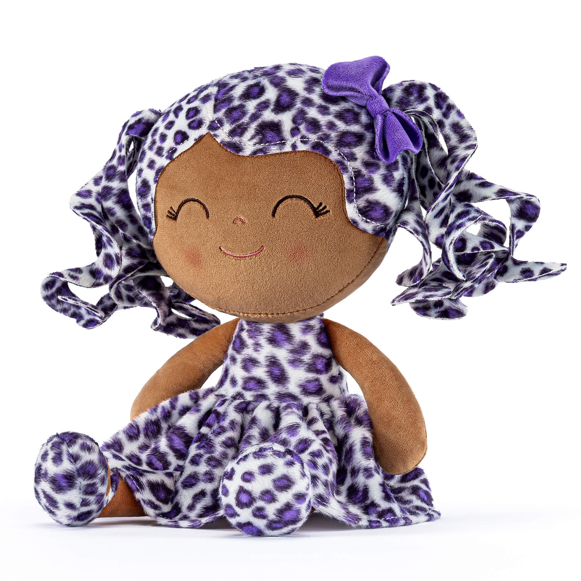 Gloveleya 12 - inch Curly Hair Fashion Dolls Leopard Costume Doll Dark Skin Purple - Gloveleya Official