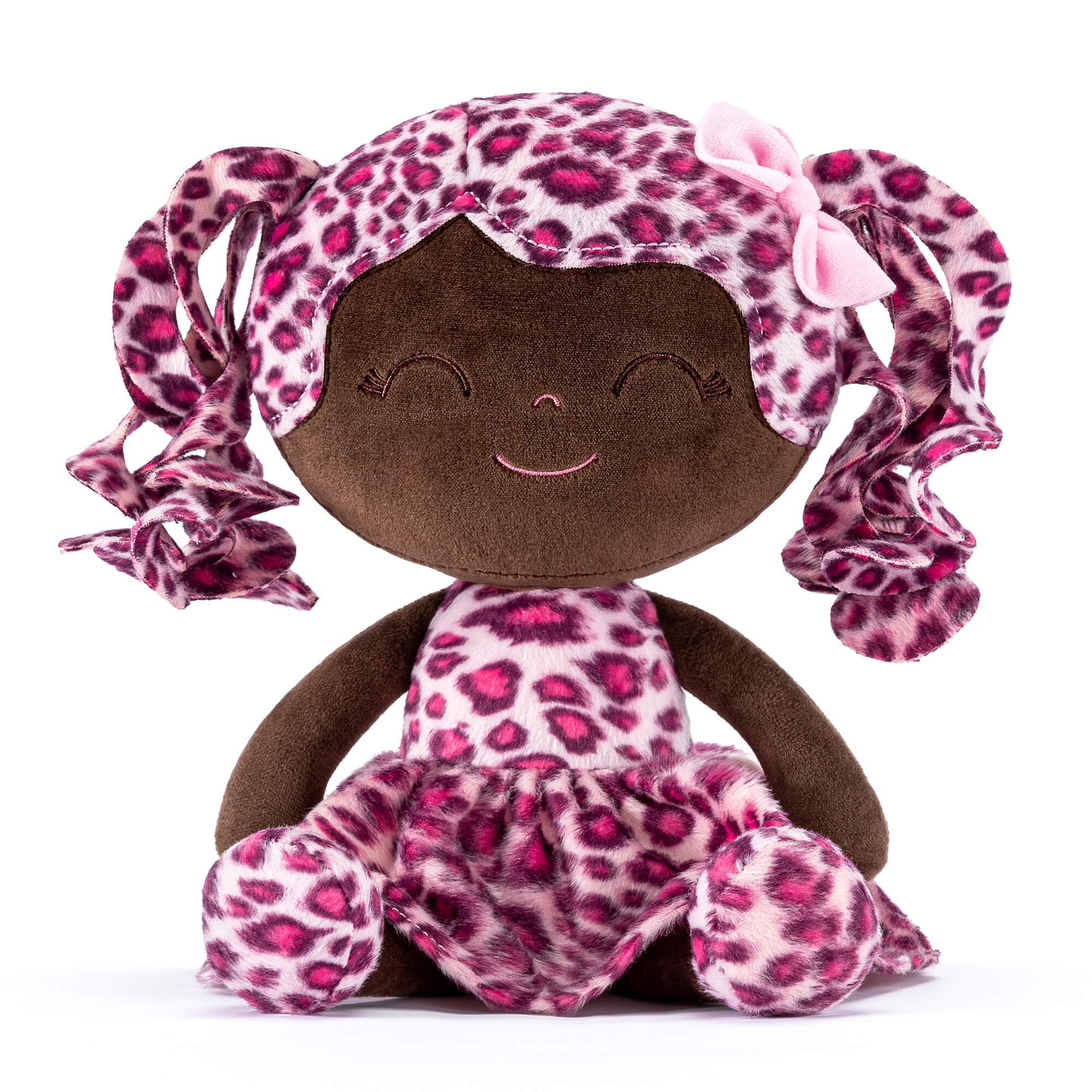 Gloveleya 12 - inch Curly Hair Fashion Dolls Leopard Costume Doll Dark Skin Rose - Gloveleya Official