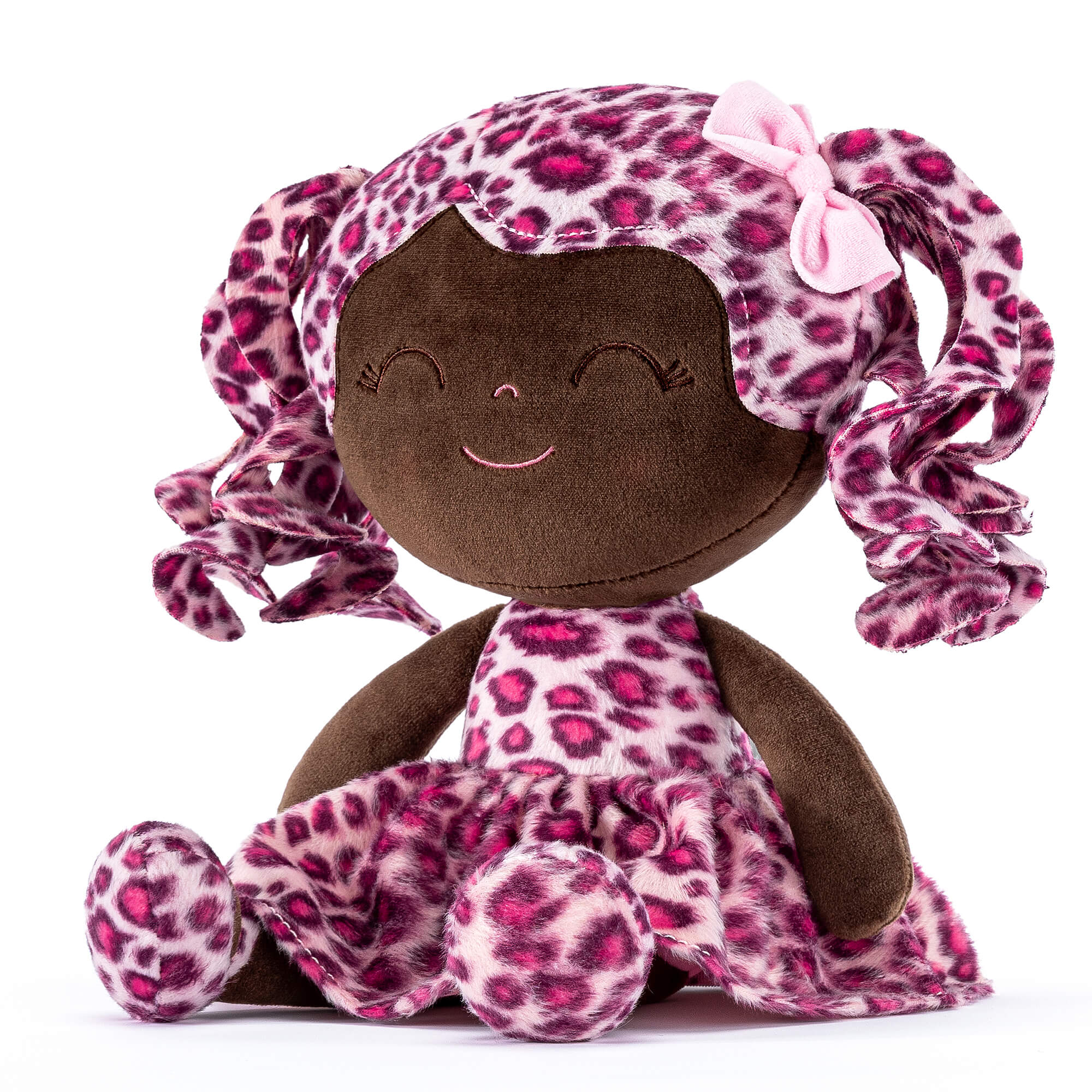 Gloveleya 12 - inch Curly Hair Fashion Dolls Leopard Costume Doll Dark Skin Rose - Gloveleya Official