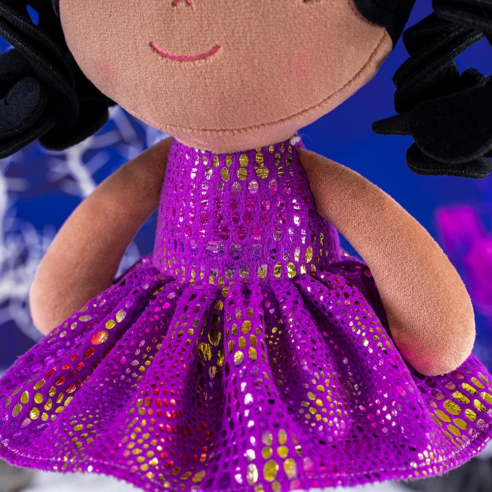 Gloveleya 12 - inch Curly Hair Glitter Dolls Purple Skirt - Dark Skin - Gloveleya Official