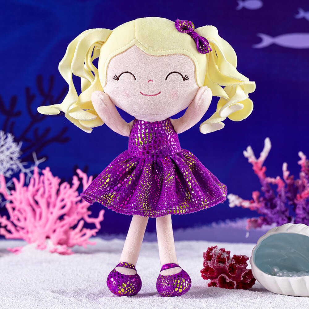 Gloveleya 12 - inch Curly Hair Glitter Dolls Purple Skirt - Light Skin - Gloveleya Official