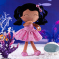 Cargar la imagen en la vista de la galería, Gloveleya 12 - inch Curly Hair Glitter Dolls Rose Skirt - Dark Skin - Gloveleya Official
