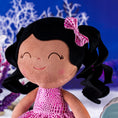 Load image into Gallery viewer, Gloveleya 12 - inch Curly Hair Glitter Dolls Rose Skirt - Dark Skin - Gloveleya Official
