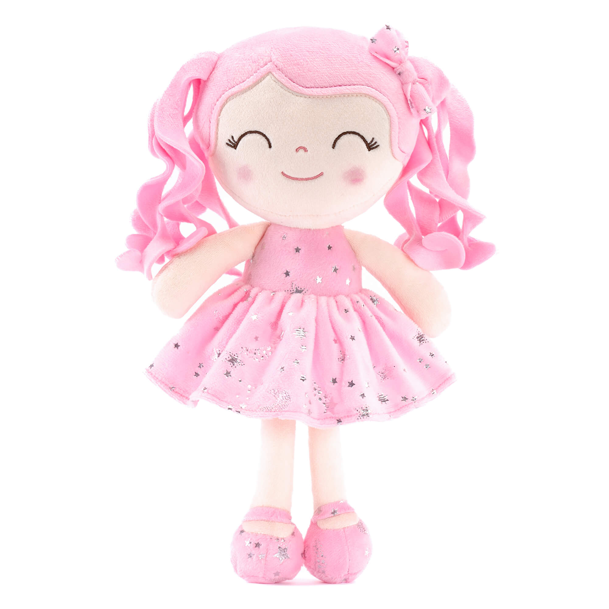 Gloveleya 12 - inch Curly Hair Starry Sky Dolls Bronzing Pinky Stars Skirt - Pure Pink Hair - Gloveleya Official