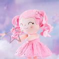 Cargar la imagen en la vista de la galería, Gloveleya 12 - inch Curly Hair Starry Sky Dolls Bronzing Pinky Stars Skirt - Pure Pink Hair - Gloveleya Official
