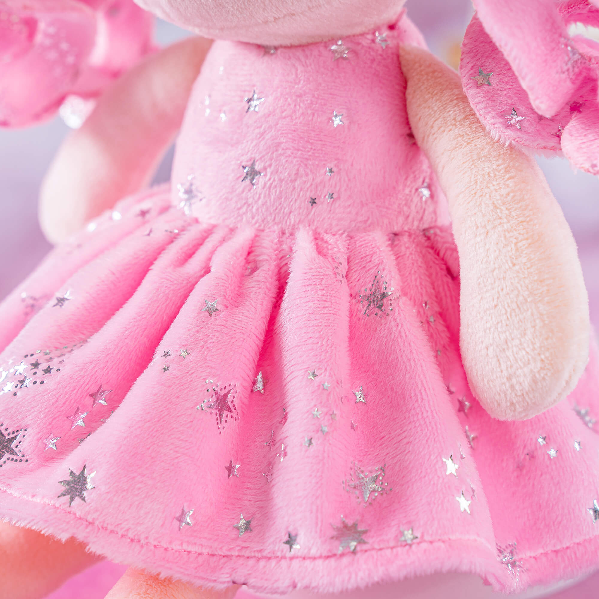 Gloveleya 12 - inch Curly Hair Starry Sky Dolls Bronzing Pinky Stars Skirt - Pure Pink Hair - Gloveleya Official